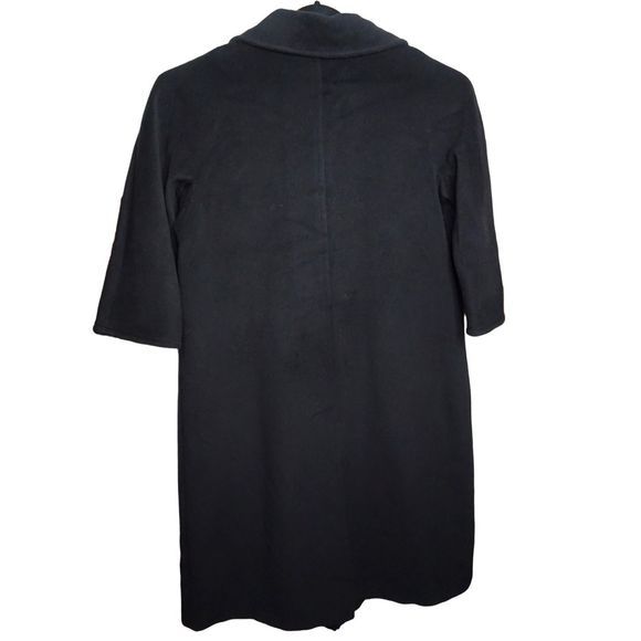 Max Mara Single Breasted Concealed‎ Buttons Long Black Wool Coat US 12 Women's - Picture 3 of 12